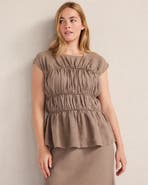 Haven Well Within Linen Shirred Sleeveless Top