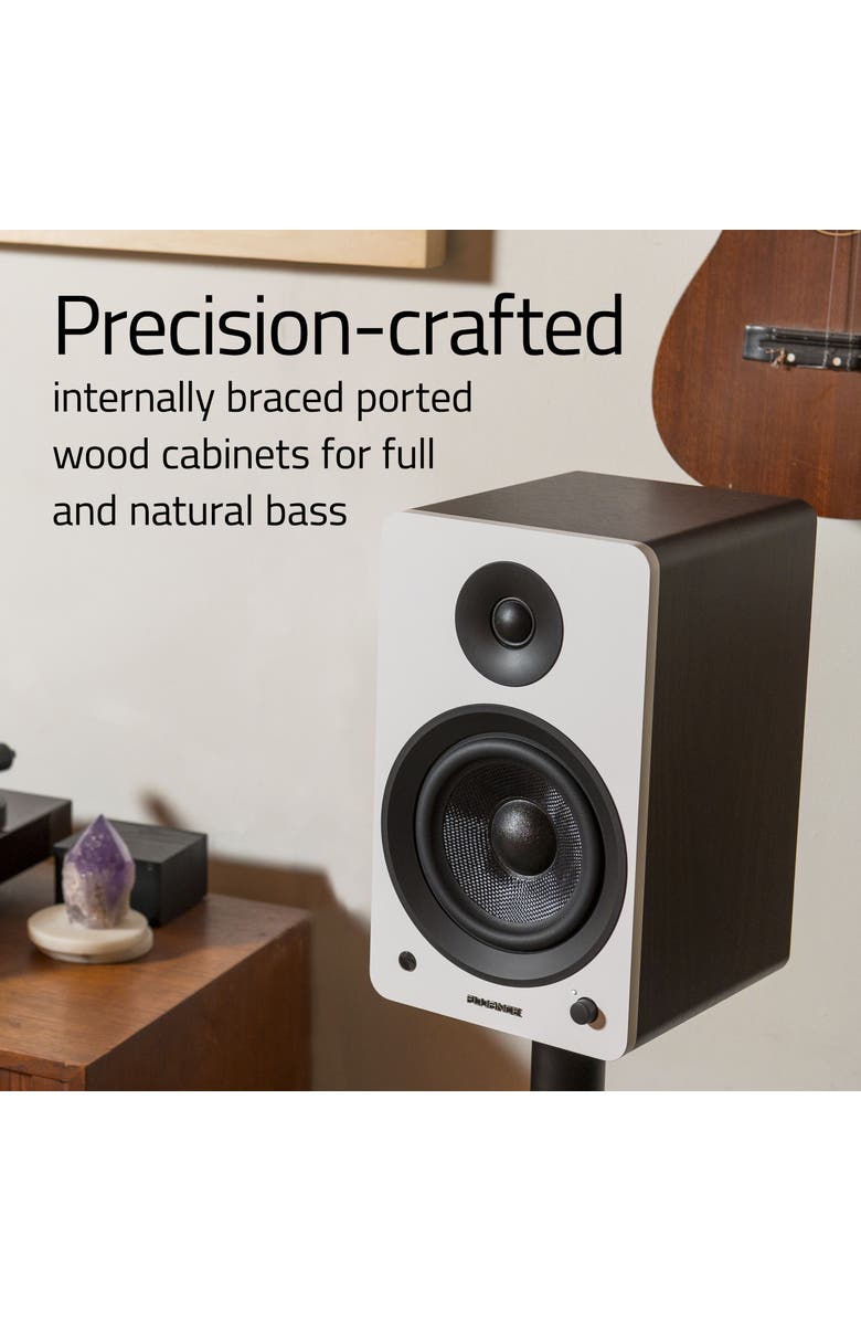 Fluance Powered 6.5'' Stereo Bookshelf Speakers for Turntable, TV PC & Bluetooth, Alternate, color, Black Ash