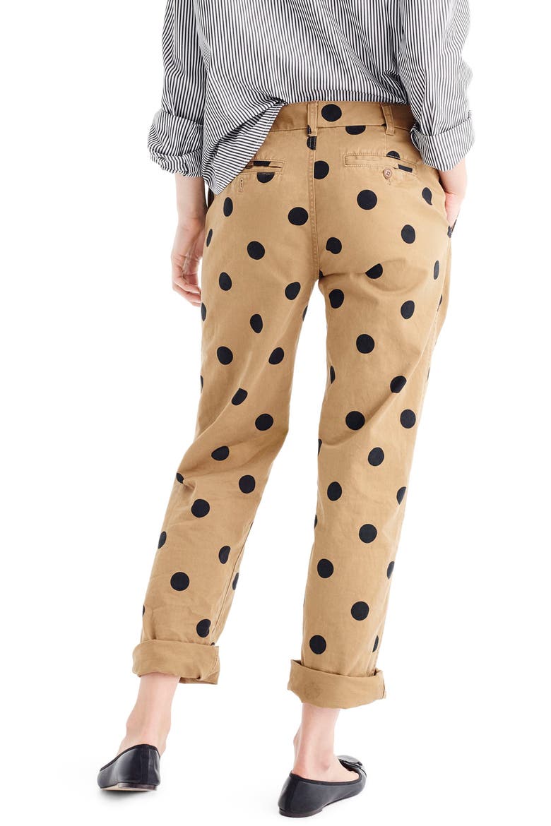 Polka Dot Boyfriend Chino Pants, Alternate, color, RIDGE KHAKI BLACK