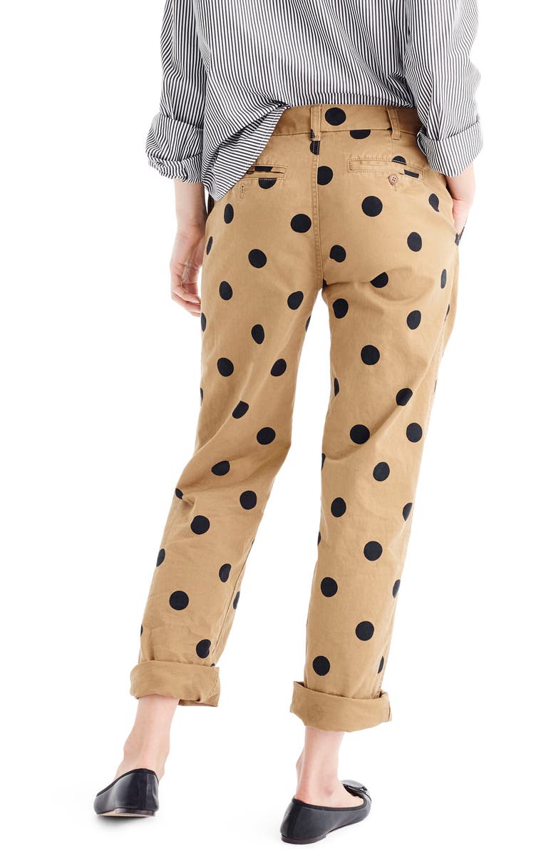 J.Crew Polka Dot Boyfriend Chino Pants, Alternate, color,