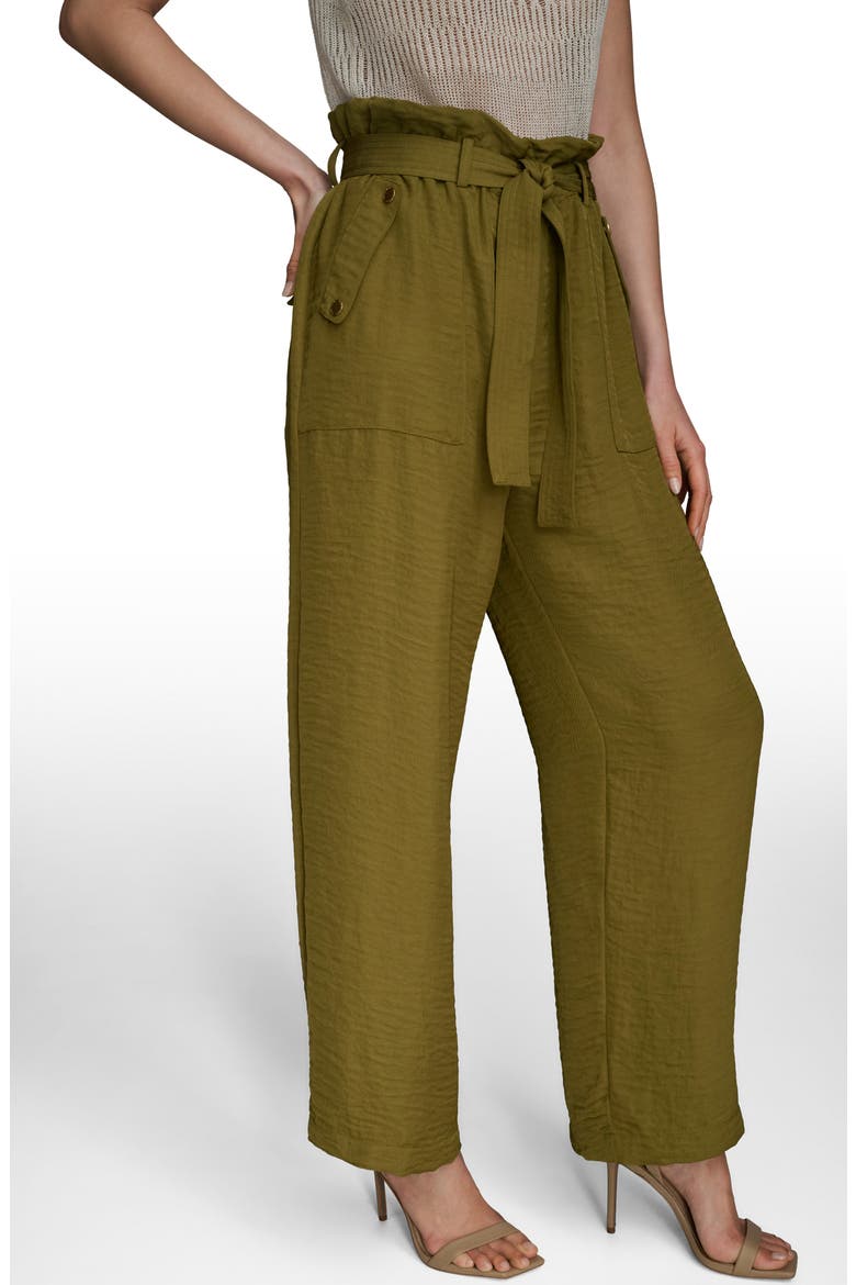 Paperbag Waist Straight Leg Pants, Alternate, color, SMOKY OLIVE