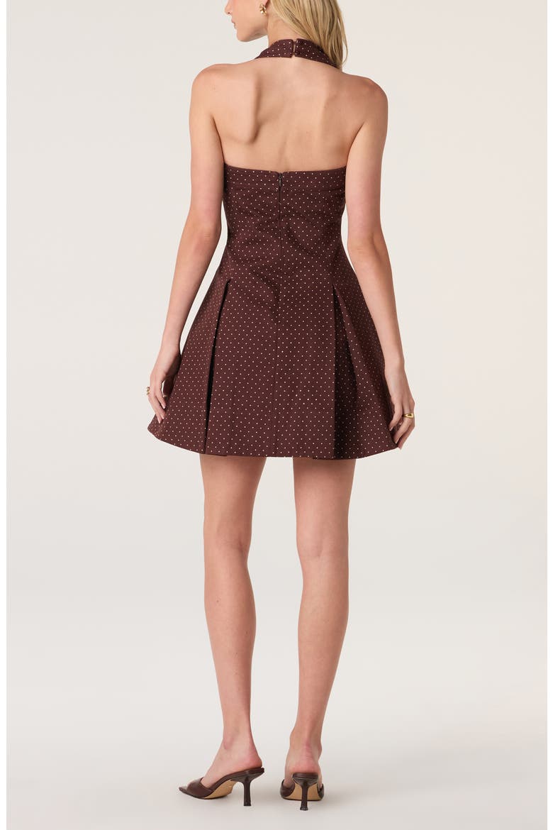 Fit & Flare Minidress, Alternate, color, BROWN POLKADOT