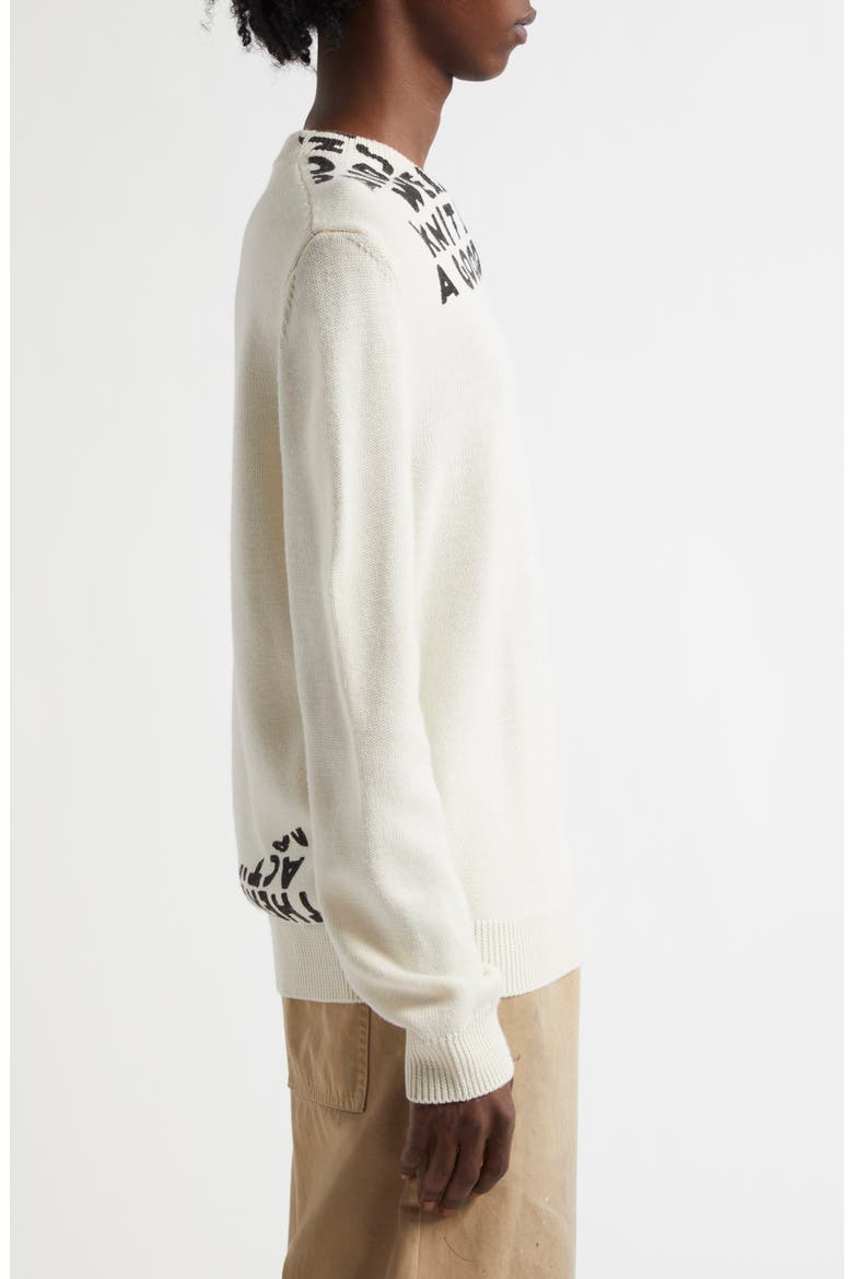 Virgin Wool Blend V-Neck Sweater, Alternate, color, OFF WHITE-BLACK