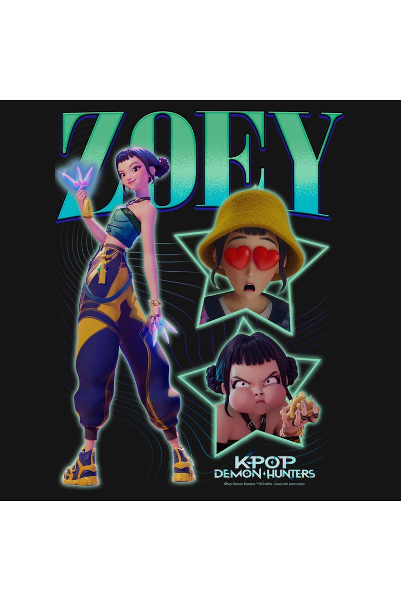 Junior's KPop Demon Hunters Zoey Stars Logo  Sweatshirt, Alternate, color, Black