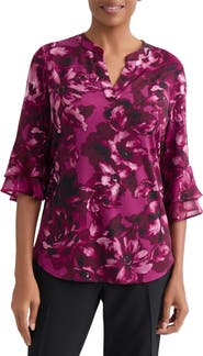 KASPER Floral Print Top