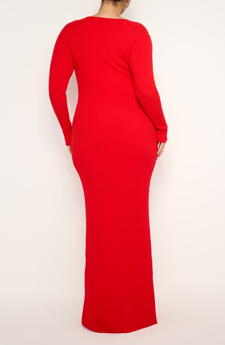 Good American Virgo Long Sleeve Rib Sweater Dress, Alternate, color, Grenadine003