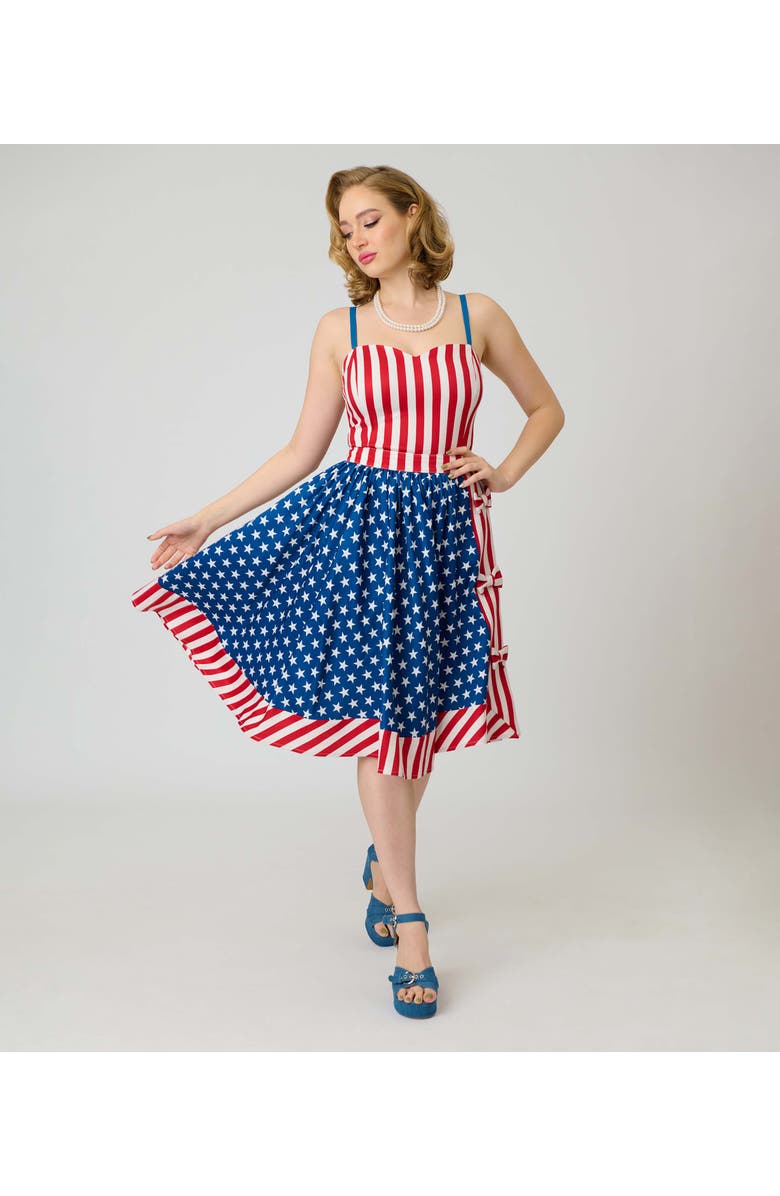 Unique Vintage 1960s Rye Swing Skirt, Main, color, Blue W/ Star Print