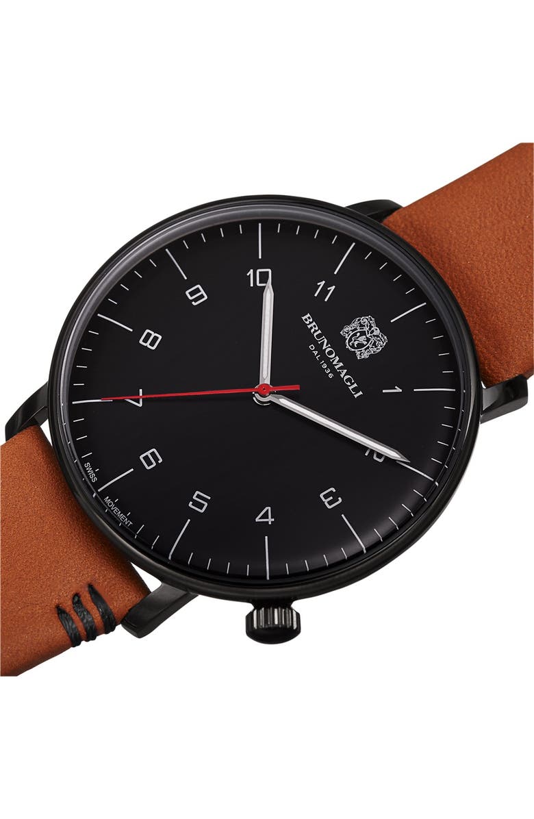 Bruno Magli Men's Roma Moderna Leather Strap Watch, 43mm, Alternate, color,