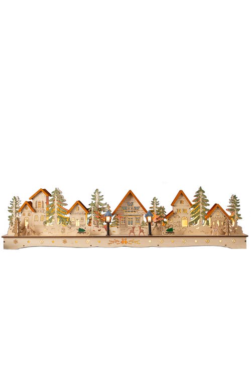 Balsam Hill Lit Wooden Christmas Mantel Village In Brown
