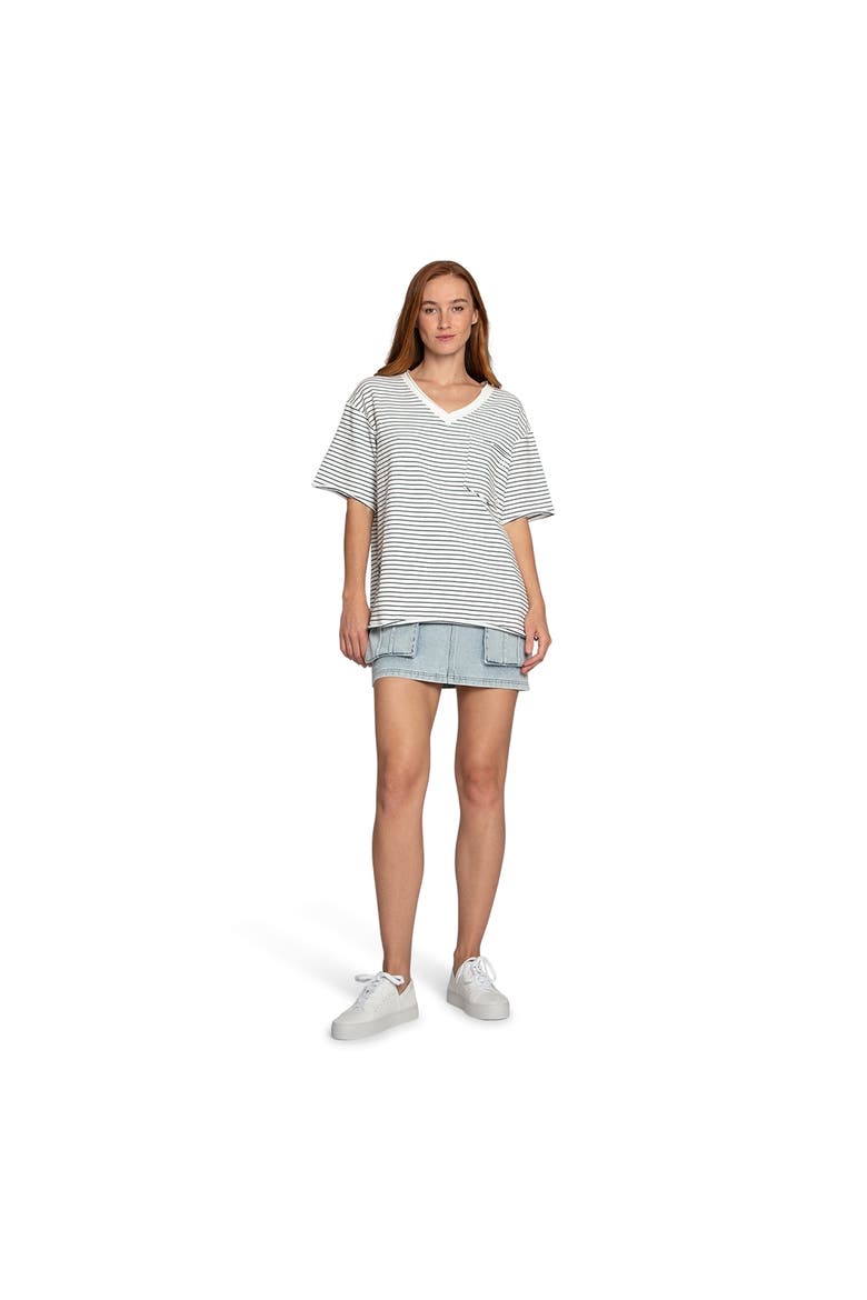Brave Soul Oversized Striped T-Shirt, Alternate, color, white