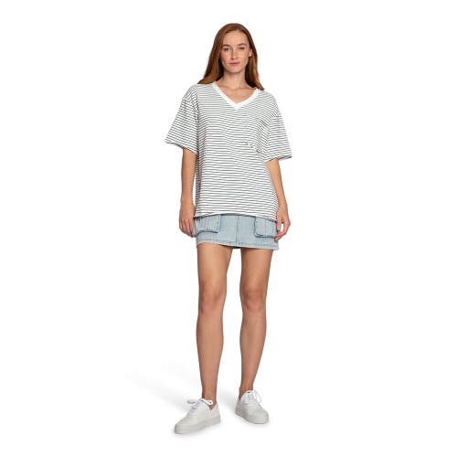 Belle & Bloom Brave Soul Oversized Striped T-shirt In White