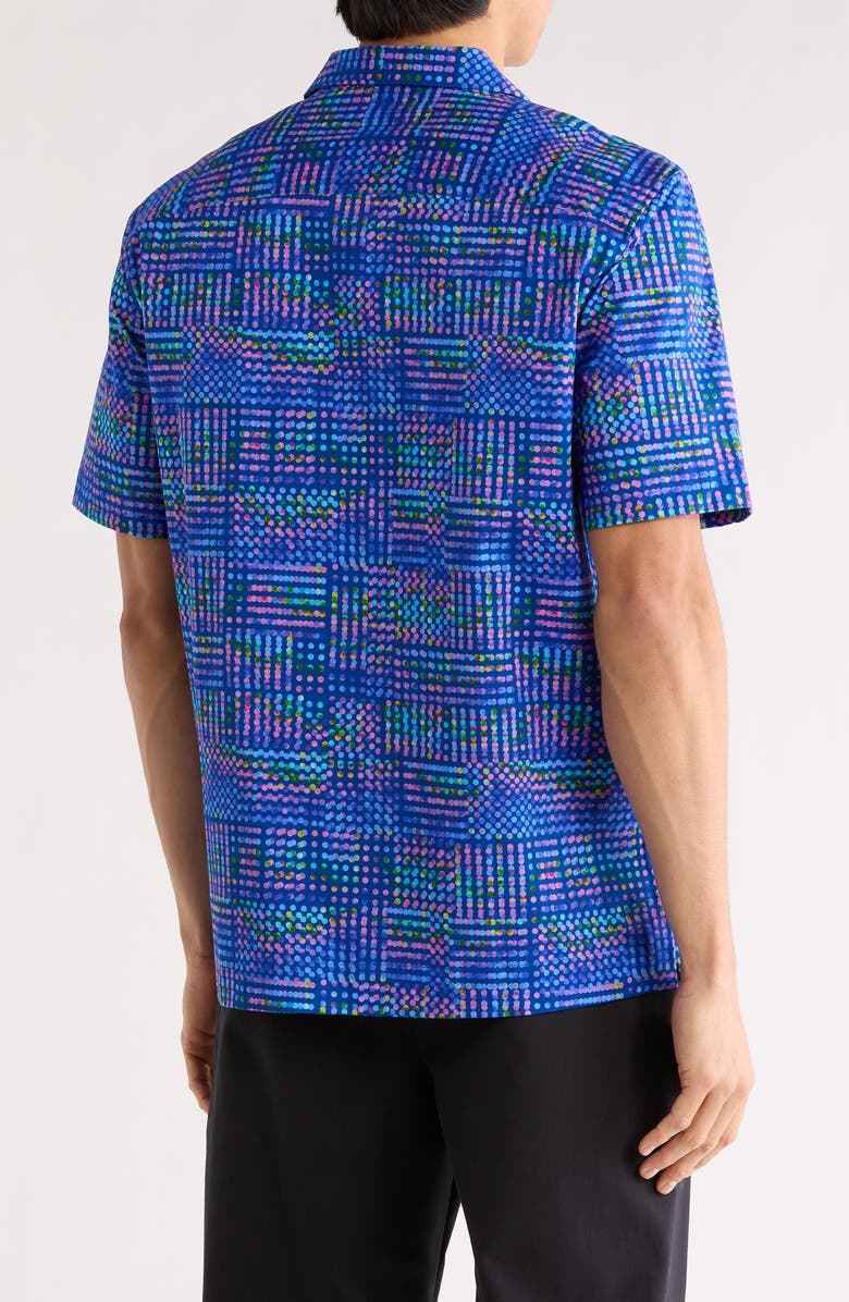 Bugatchi Cole OoohCotton<sup>®</sup> Short Sleeve Button-Up Shirt, Alternate, color, Night Blue