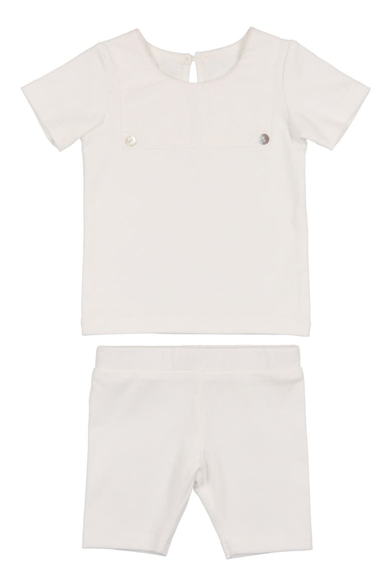 Kids' Bibbed T-Shirt & Pull-On Shorts Set, Main, color, WHITE
