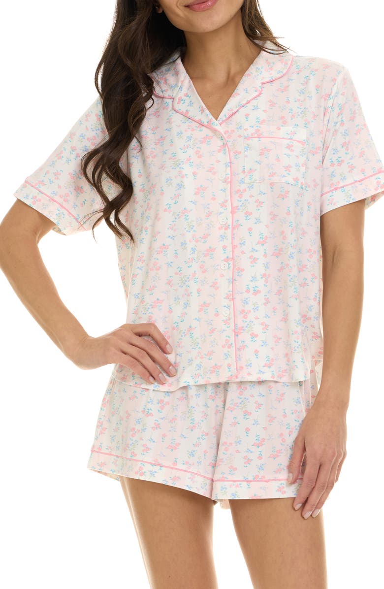 Flora By Flora Nikrooz Gabriella Printed Short Pajamas, Alternate, color, Ivory
