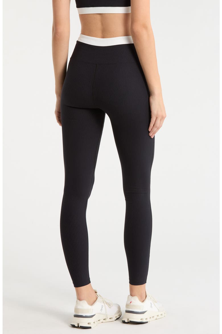 Ribbed Layered Leggings, Alternate, color, BLACK/WHITE