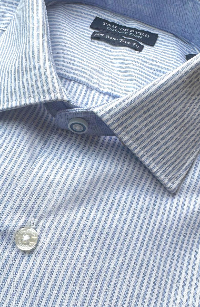 TailorByrd Trim Fit Dobby Stripe Non-Iron Stretch Dress Shirt, Alternate, color,