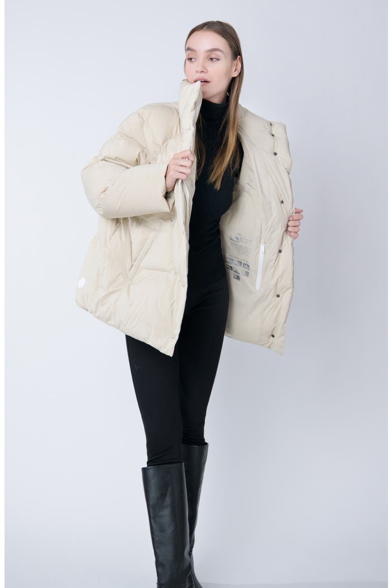Ella Water Resistant Recycled Down Puffer Jacket, Alternate, color, BROWN RICE