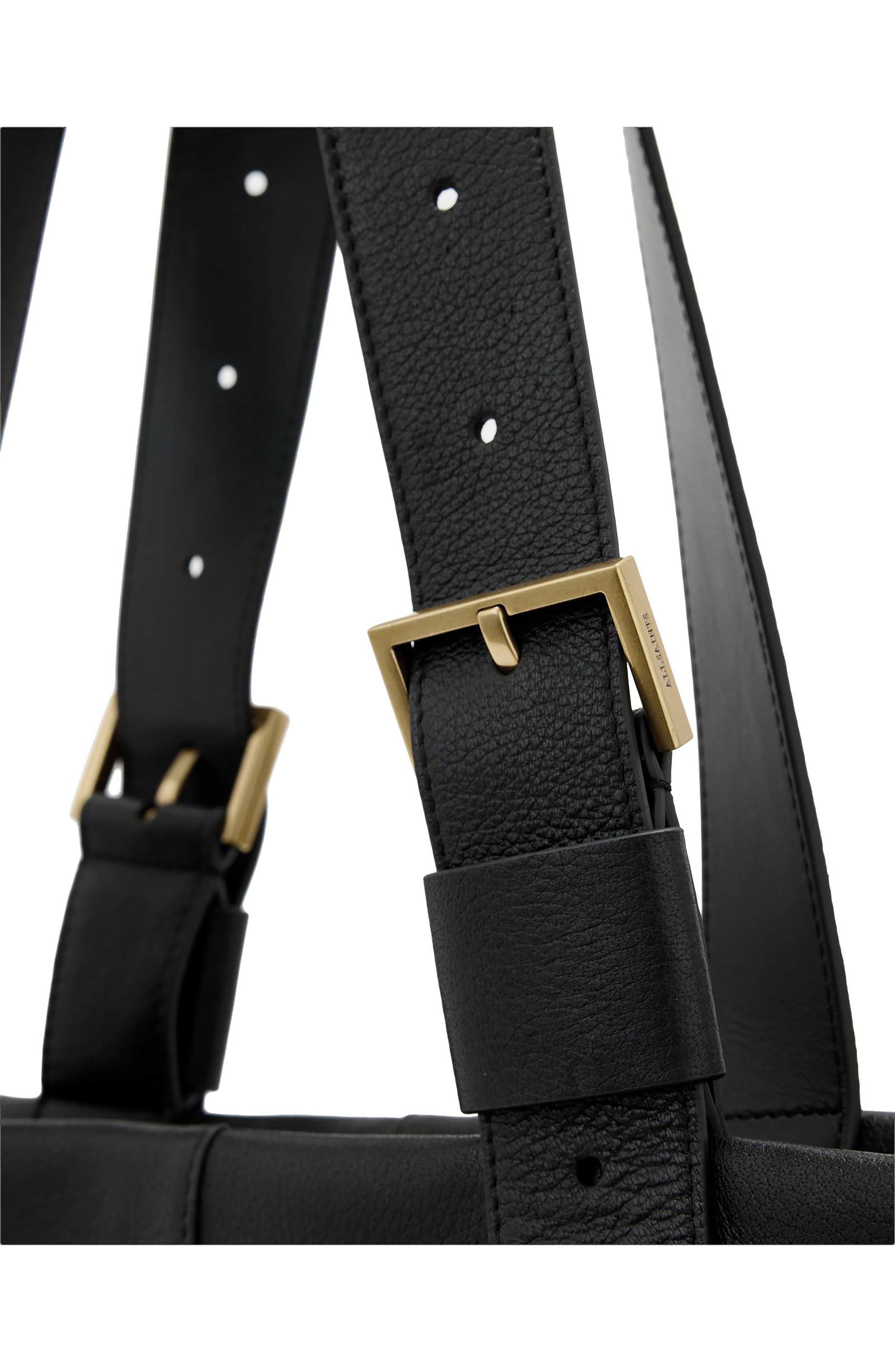 Alba Leather Zip Tote, Alternate, color, BLACK