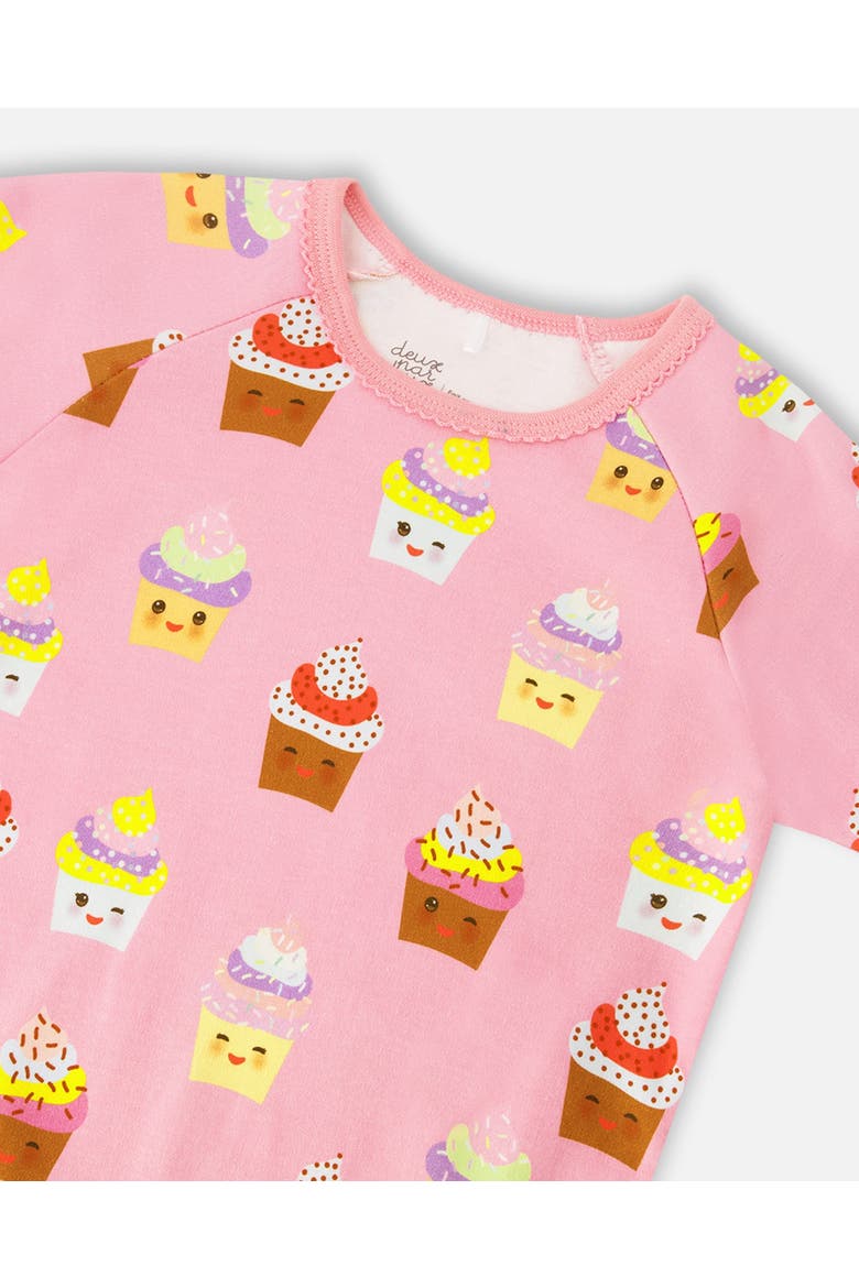 Organic Cotton Cupcake Two-Piece Pyjama Set, Alternate, color, Pink Printed Cupcake