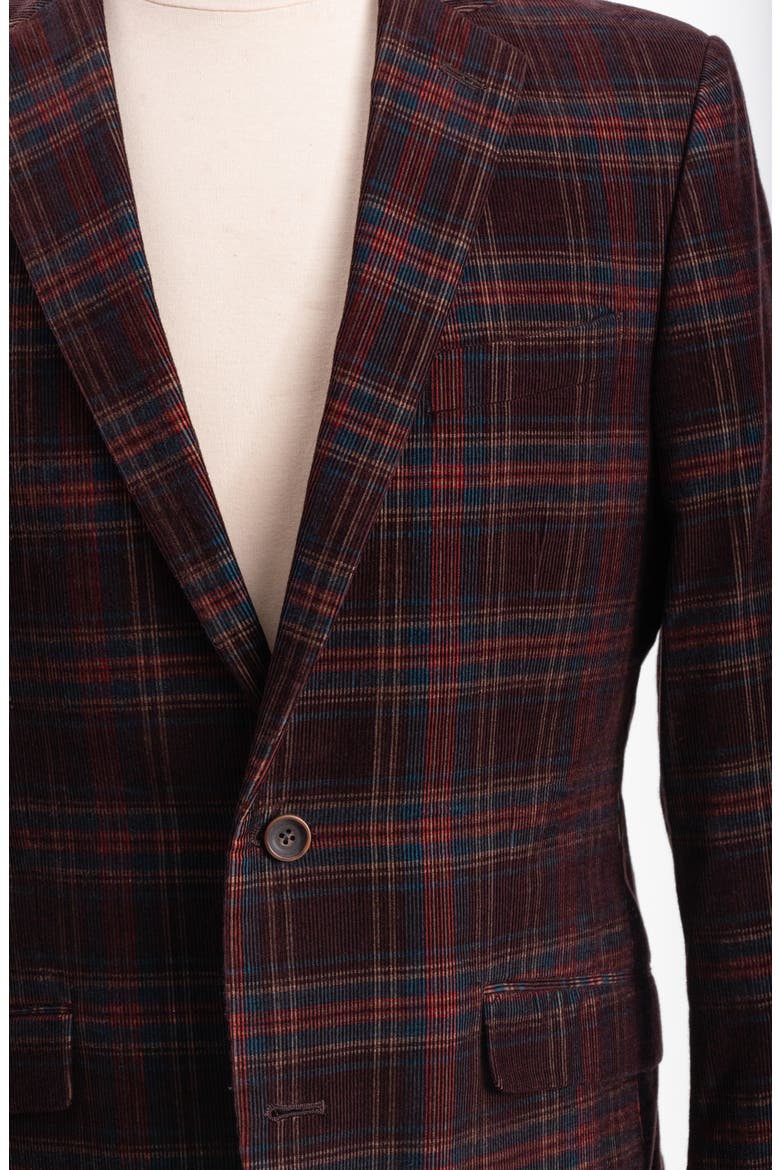 Brown Plaid Corduroy Sport Coat, Alternate, color, BROWN