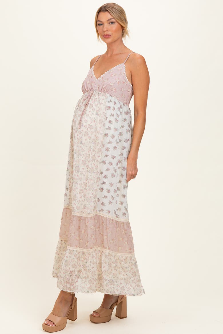 Mixed Floral Maxi Dress, Alternate, color, Mauve