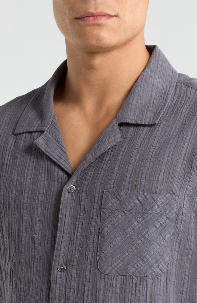 Rails Lemmy Stripe Camp Shirt, Alternate, color, Cement Blue