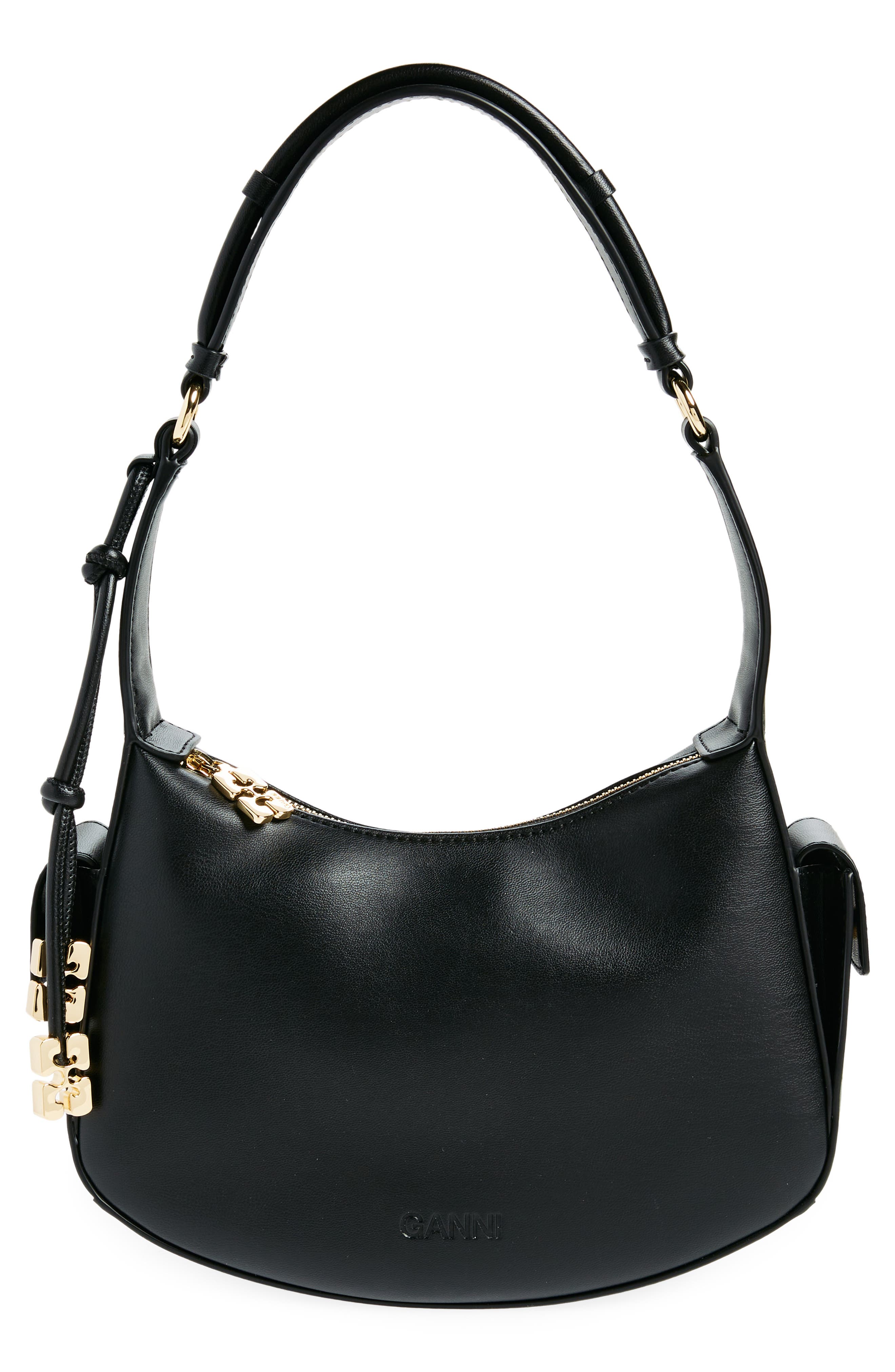 Ganni Leather Shoulder Bag, Main, color, 