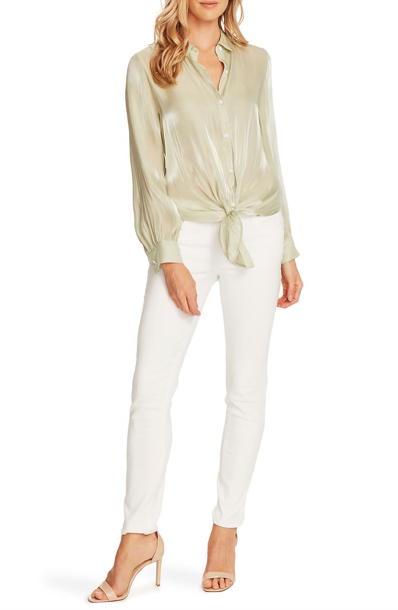 Vince Camuto Tie Front Iridescent Blouse, Alternate, color, 