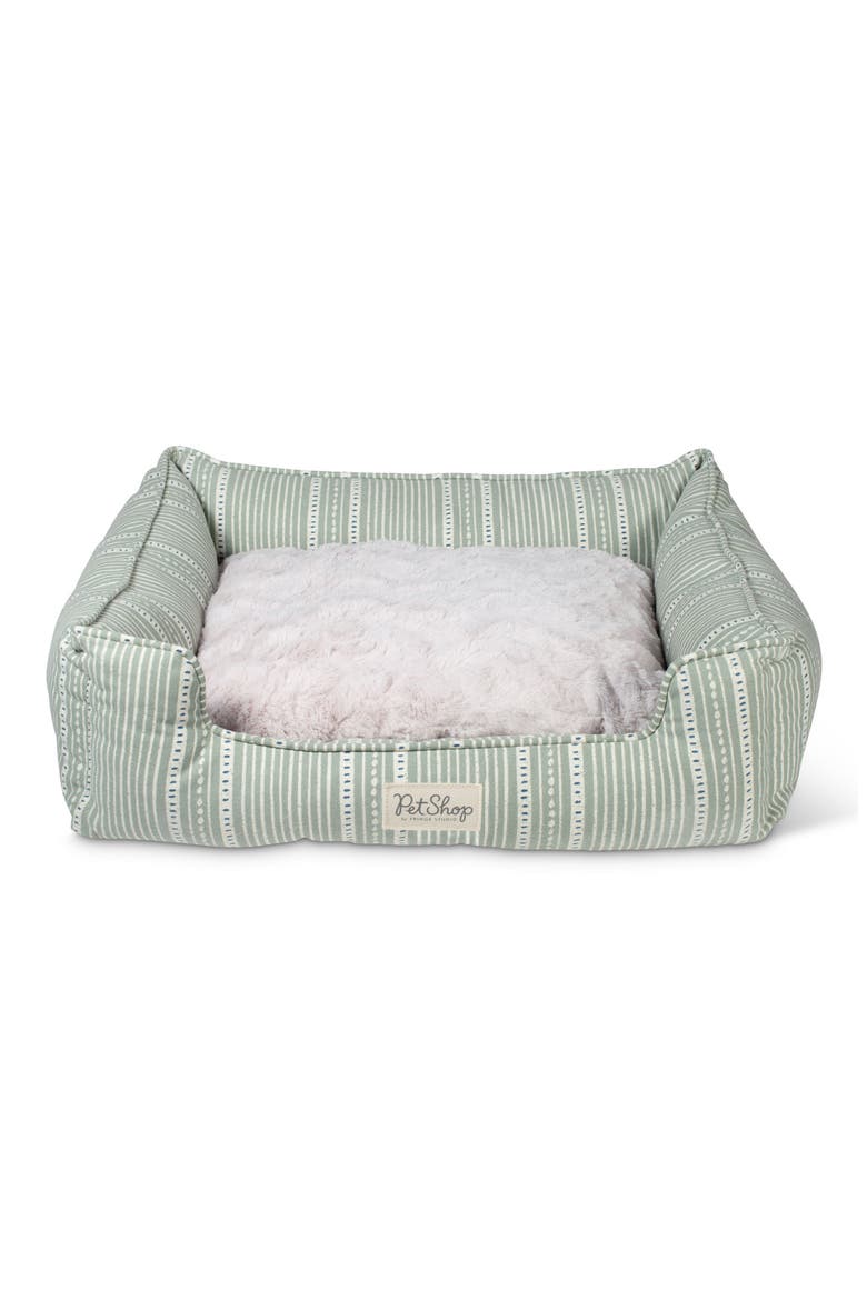 Small Canvas Rectangular Cuddler Pet Bed, Main, color, GREEN