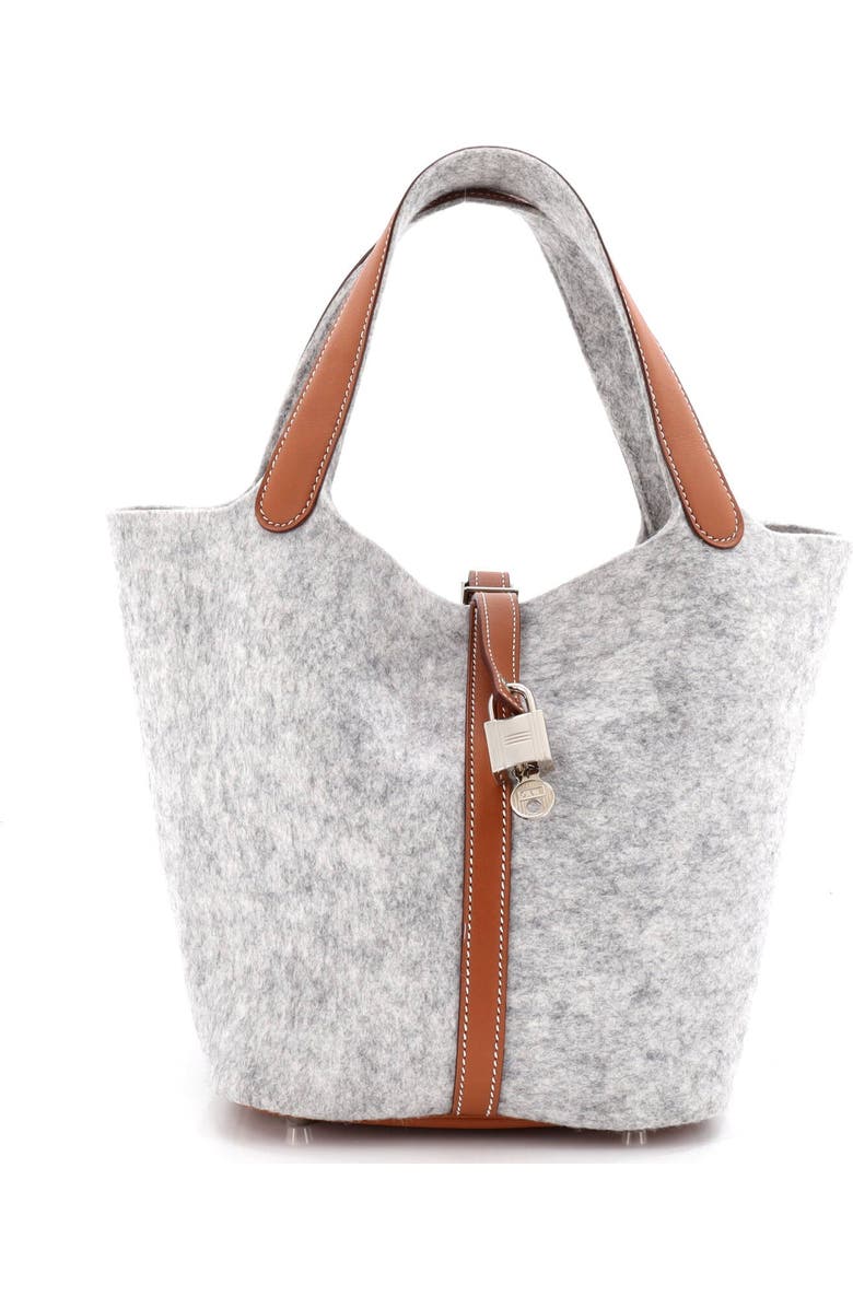 Pre-Owned Hermes Picotin Lock Bag Felt with Leather MM, Main, color, Gris Clair