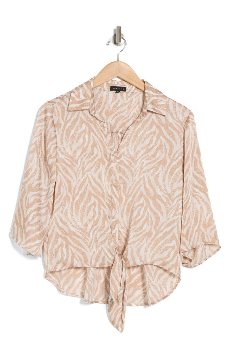 Pleione Print Tie Front Shirt, Main, color,
