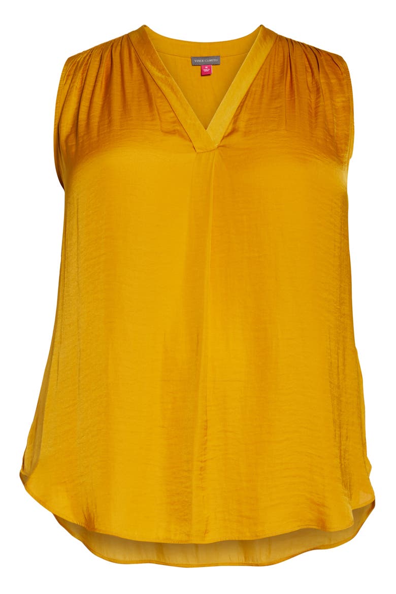 V-Neck Rumple Satin Blouse, Alternate, color, HONEY POT