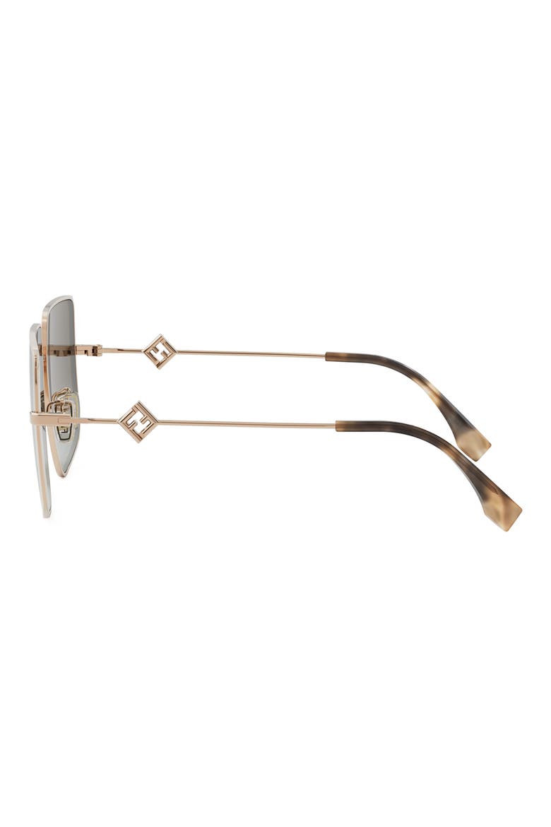 Diamonds 59mm Gradient Geometric Sunglasses, Alternate, color, SHINY ROSE GOLD / GREEN