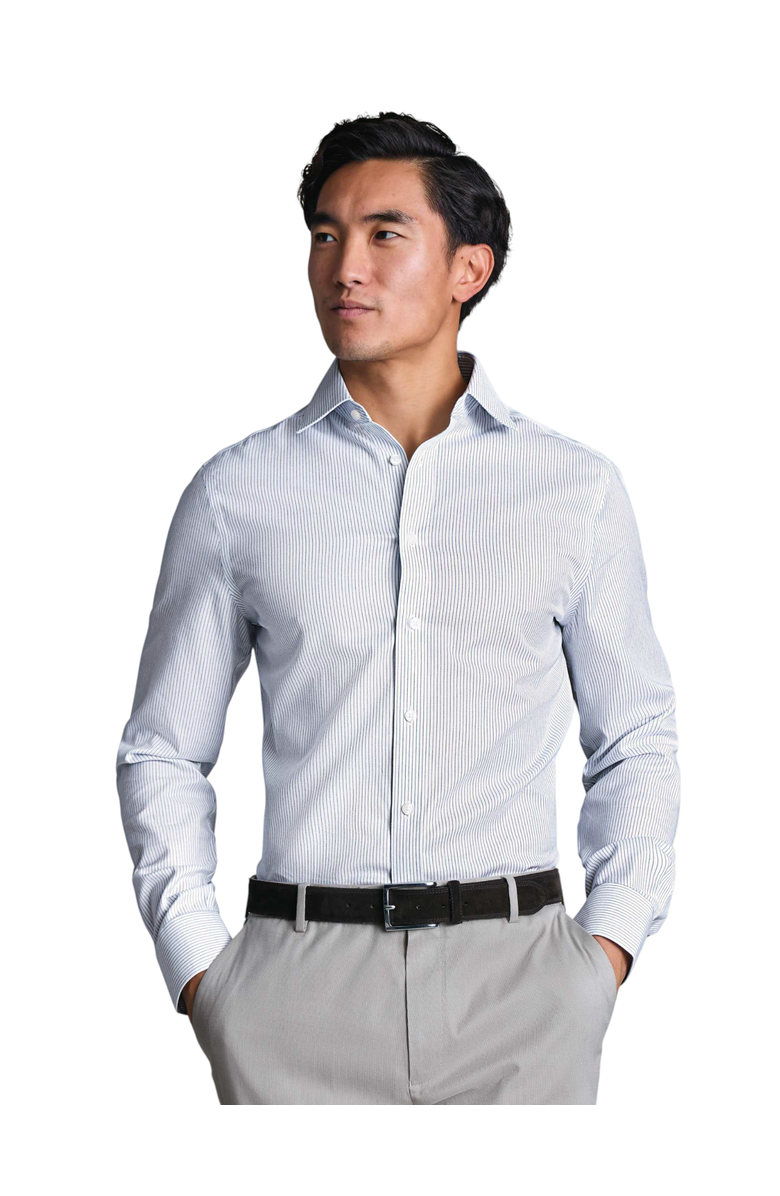 Charles Tyrwhitt Non-Iron Twill Fine Stripe Shirt, Main, color, Indigo Blue