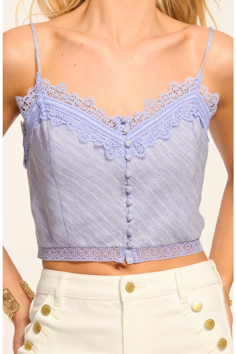 Ayda Lace Trim Crop Camisole, Alternate, color, BAZAAR BLUE LINEN