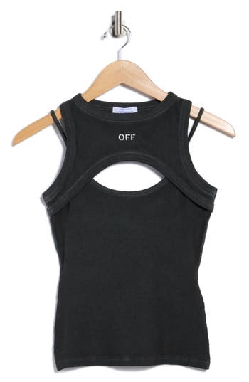 Off-white Off Stamp Rib Cutout Tank Top In Gray