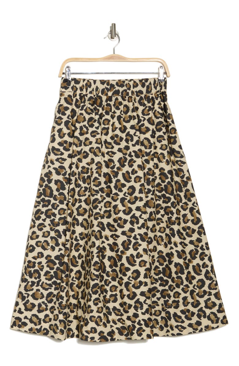 Ellen Tracy Cotton Poplin Skirt, Alternate, color, Leopard