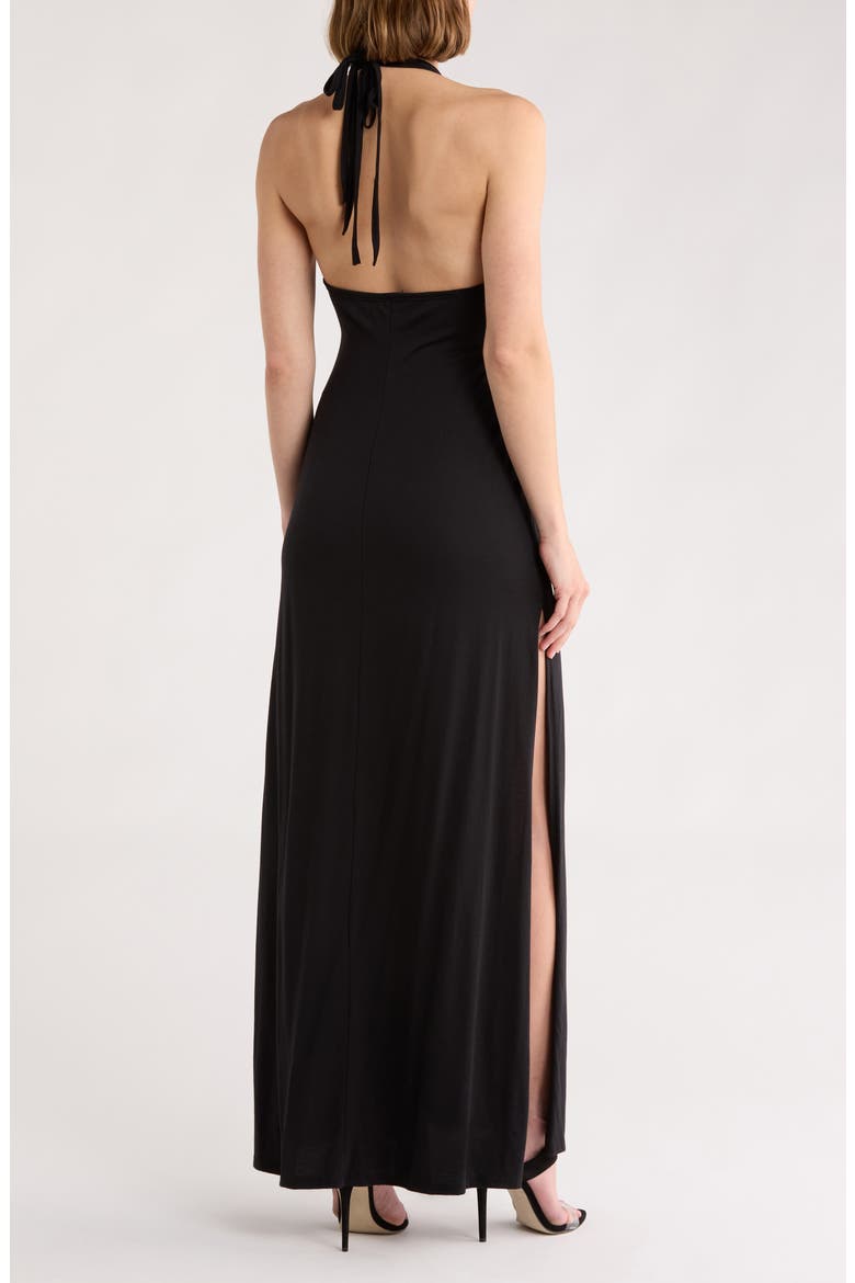 Plunging V-Neck Maxi Dress, Alternate, color, BLACK