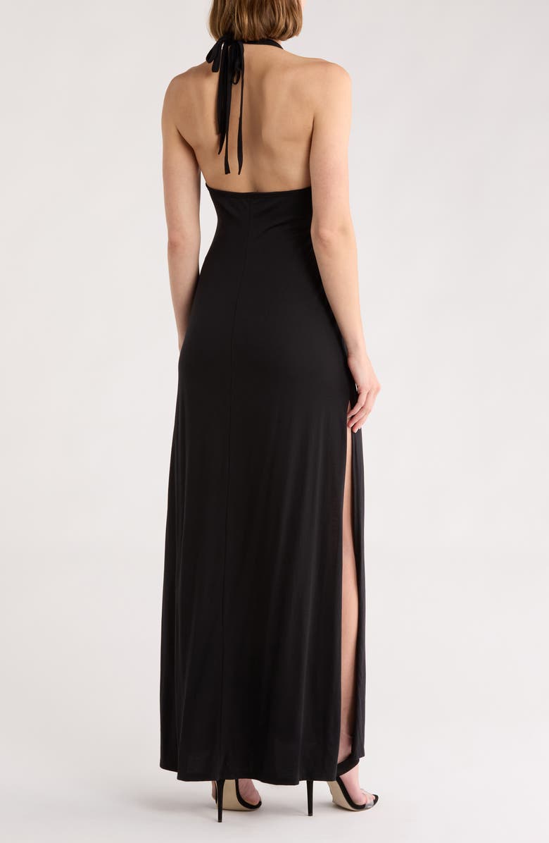 GO COUTURE Plunging V-Neck Maxi Dress, Alternate, color, Black