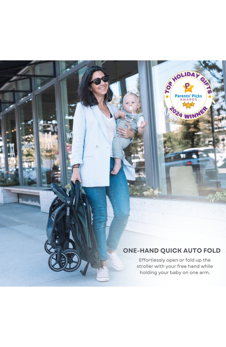 Guzzie and Guss Oxygen v2 Lightweight Stroller, Compact, One-Hand Fold Travel Stroller for Newborn to Toddler, Alternate, color, Raven