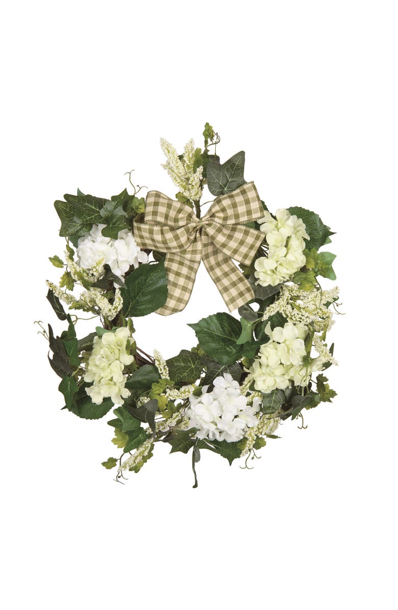 Transpac 24 Inch Multicolor Spring Gingham Bow Wreath Fabric Canvas Decorative Spring Wreath for Home Decor, Main, color, Multicolored