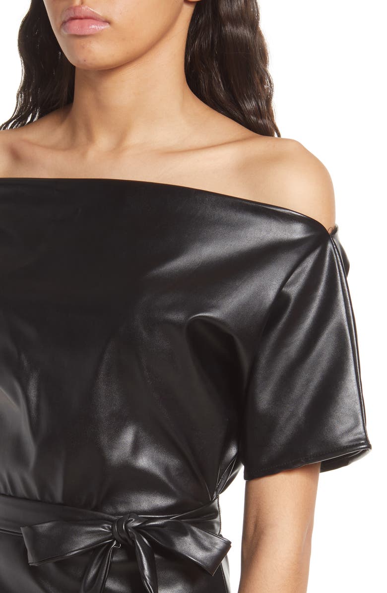 bebe Dolman Sleeve Faux Leather Dress, Alternate, color,
