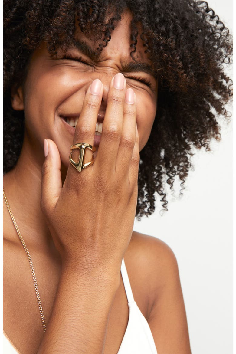 18K Gold-Plated Ring In The Shape Of A Manta Ray, Alternate, color, Gold