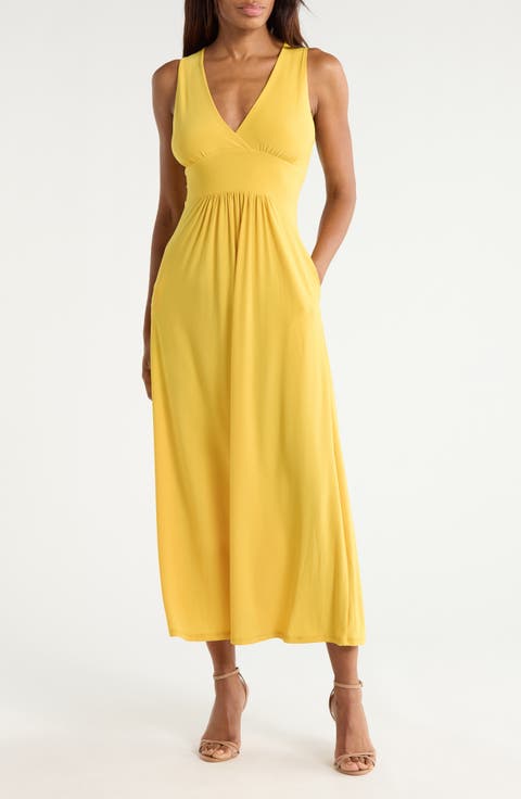 Sleeveless V-Neck Midi Dress
