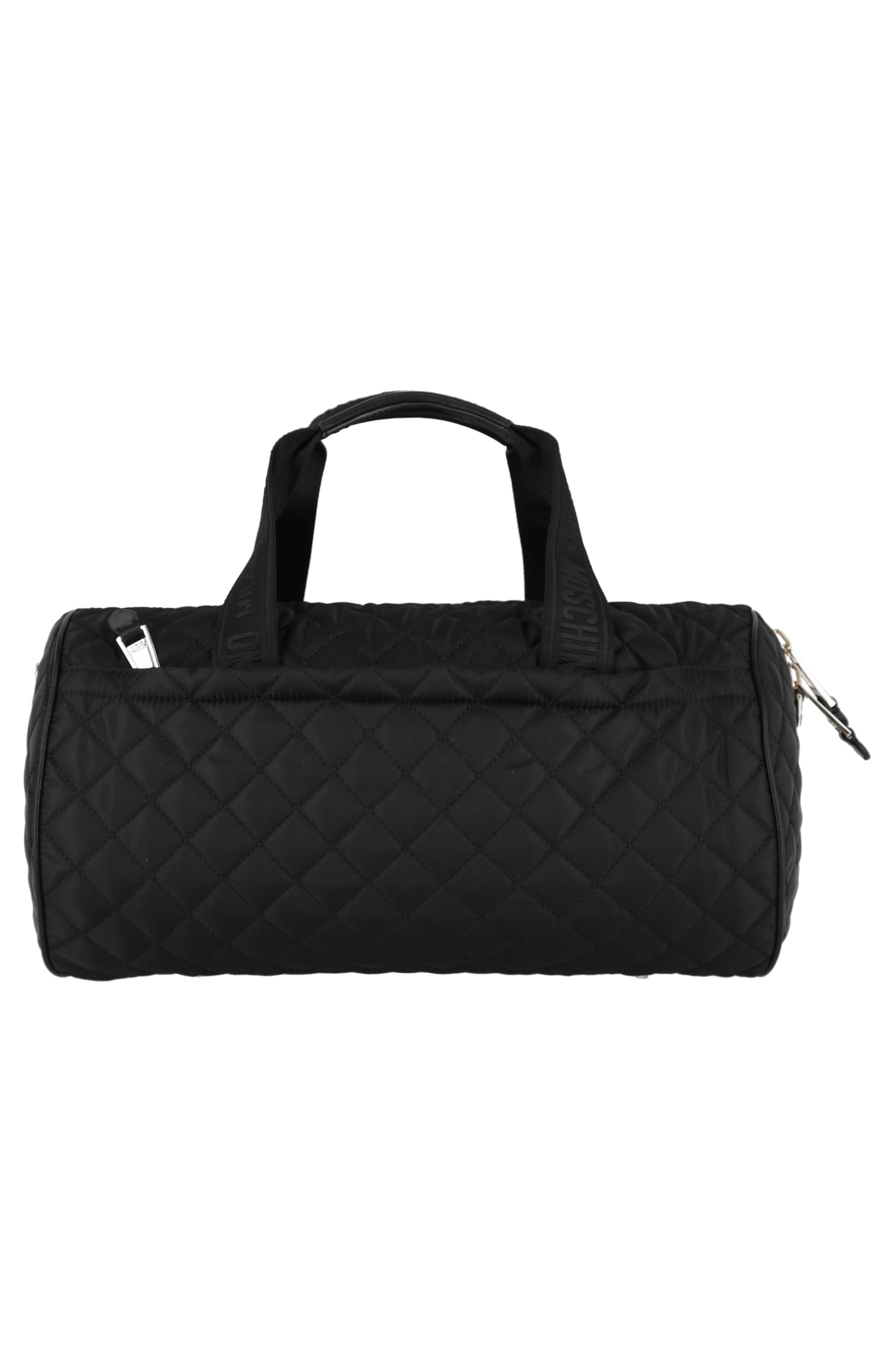 Moschino Travel Quilted Duffle Bag, Alternate, color, 