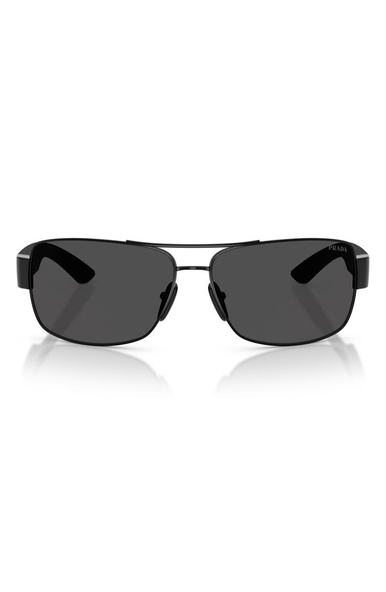 Prada Linea Rossa 65mm Shield Sunglasses, Main, color, Black / Dark Grey