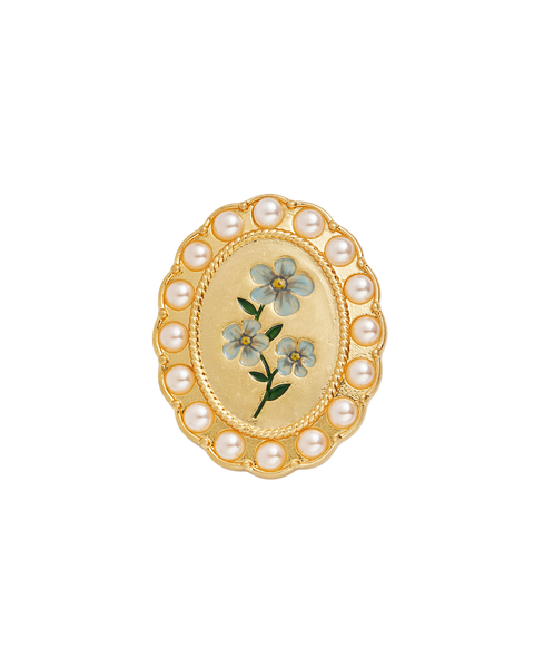 Forget Me Not Pearl Cameo Brooch