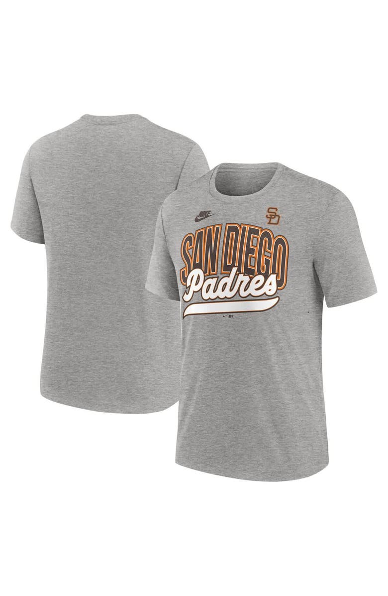 Nike Men's Nike Heather Gray San Diego Padres Cooperstown Collection Retro Tri-Blend T-Shirt, Main, color, Heather Gray