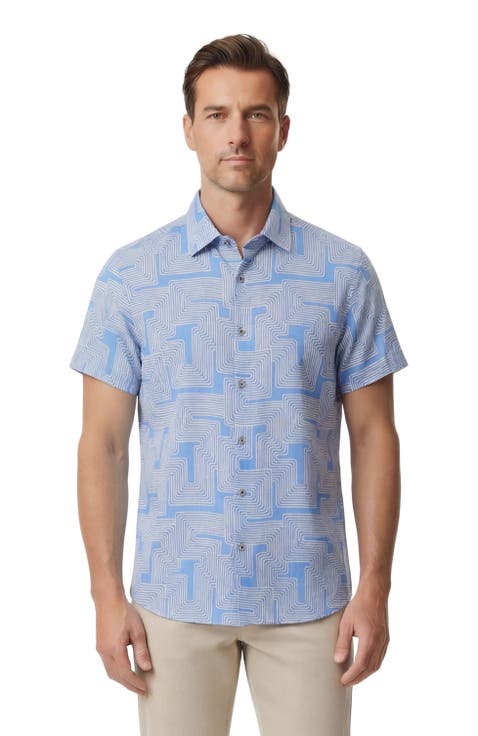 Inter Twine Mens Linen Button-up Shirt