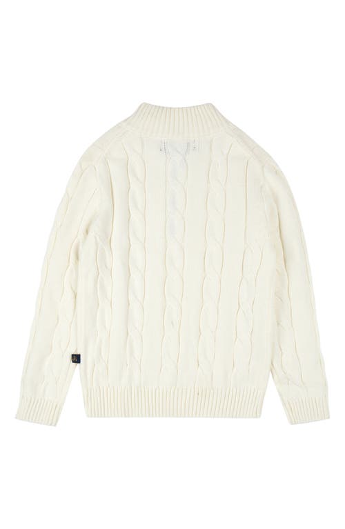 Brooks Brothers Kids' Cable Stitch Quarter Zip Pullover In White